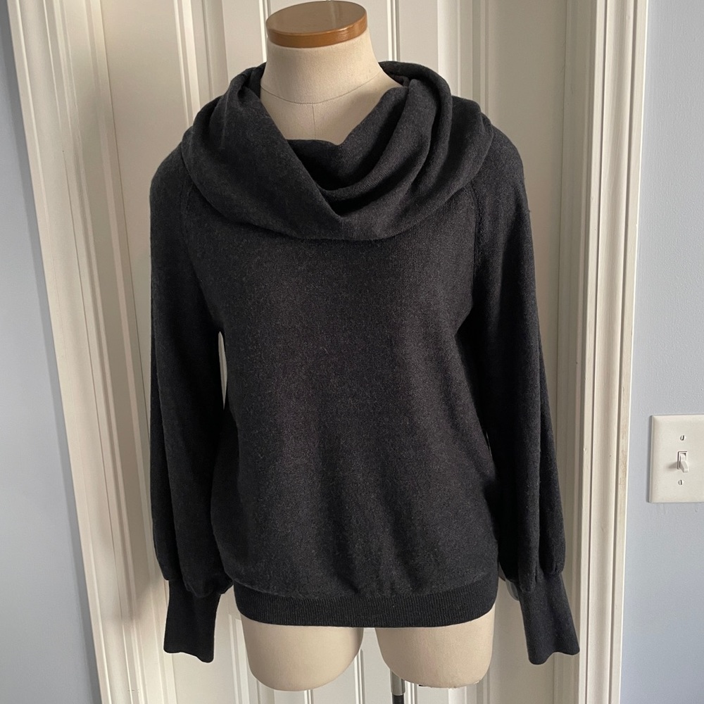 Anthropologie Charcoal Gray Cowl Neck Sweater